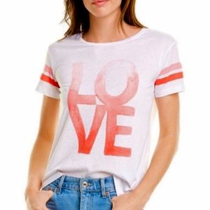 Chaser LOVE Graphic White Tee Shirt With Stripes❤️